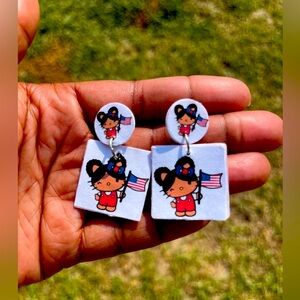 Hello Kitty Inspo w/ USA Flag Earrings